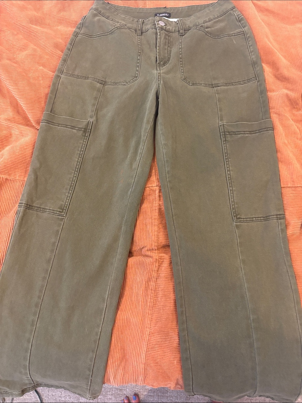 Flax Olive Green Cargo Pants for women